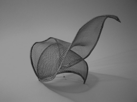model fotela z siatki metalowej                pracownia projektowania mebla