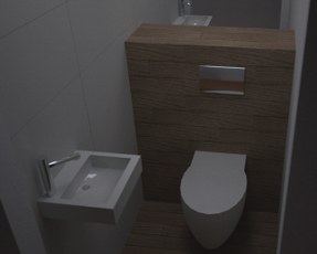 projekt mieszkania 65 m²<br>wizualizacja wc