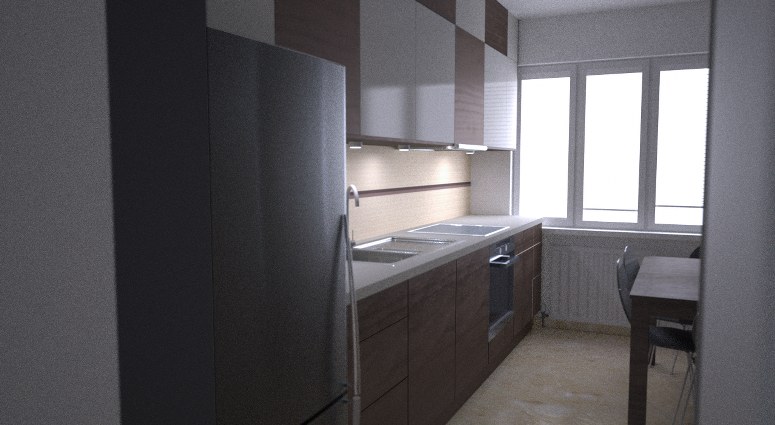 projekt mieszkania 65 m²wizualizacja kuchni